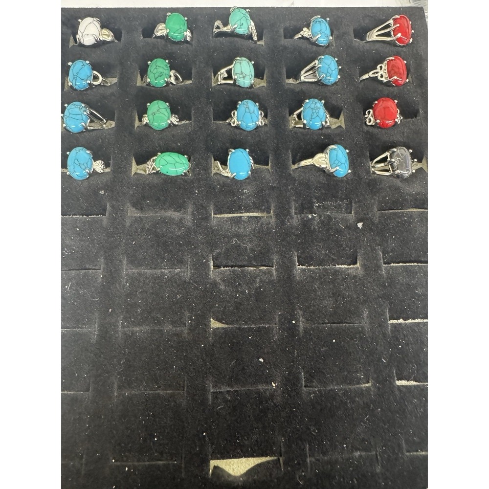 20‎ Wholesale Rings Bulk Lot Mixed Colored Stone Costume Rings Ships From USA